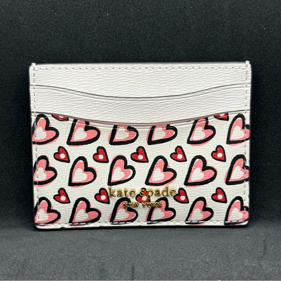 Kate Spade New York Morgan Heart Print Card Holder Cream Multi - Picture 6 of 9